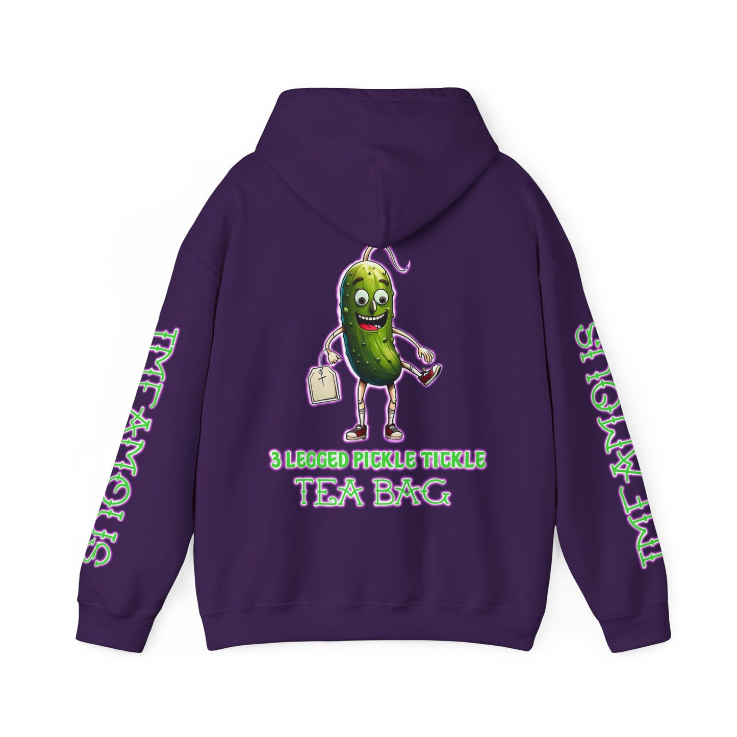 Premium Hooded Sweatshirt - Imfamous 3 Legged Pickle Tickle Tea Bag Design
