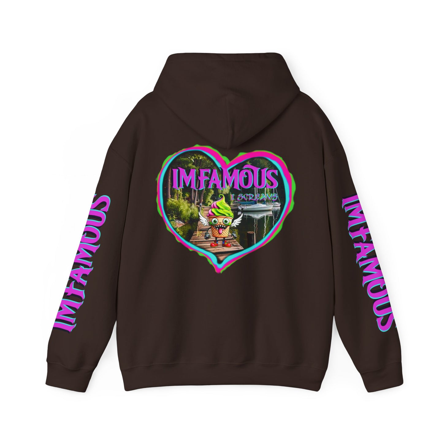 Premium Unisex Heavy Blend™ Hooded Sweatshirt - I love Imfamous i-screams design