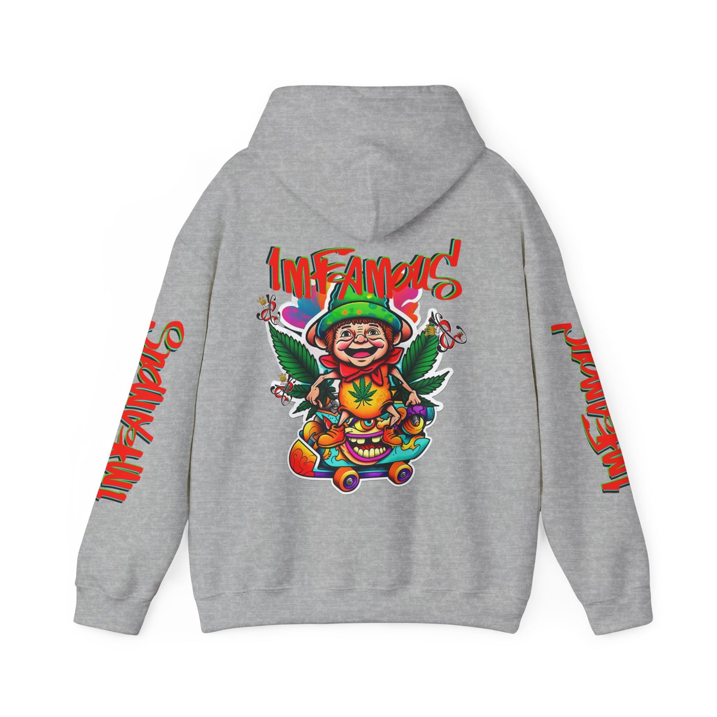 Premium Hooded Sweatshirt - Imfamous Irish Leprechaun on Skateboard Design