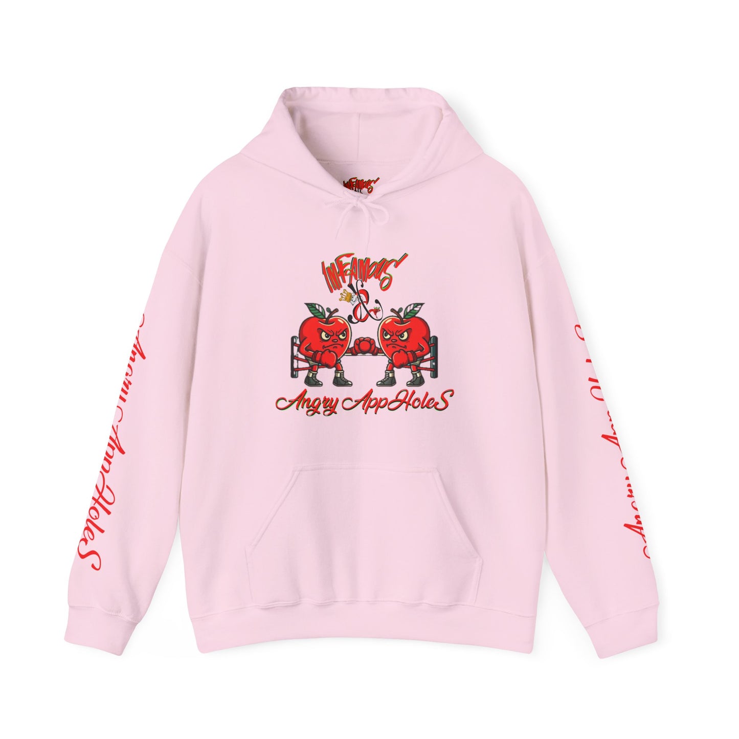 Premium hooded sweatshirt; Imfamous Angry Appholes #2