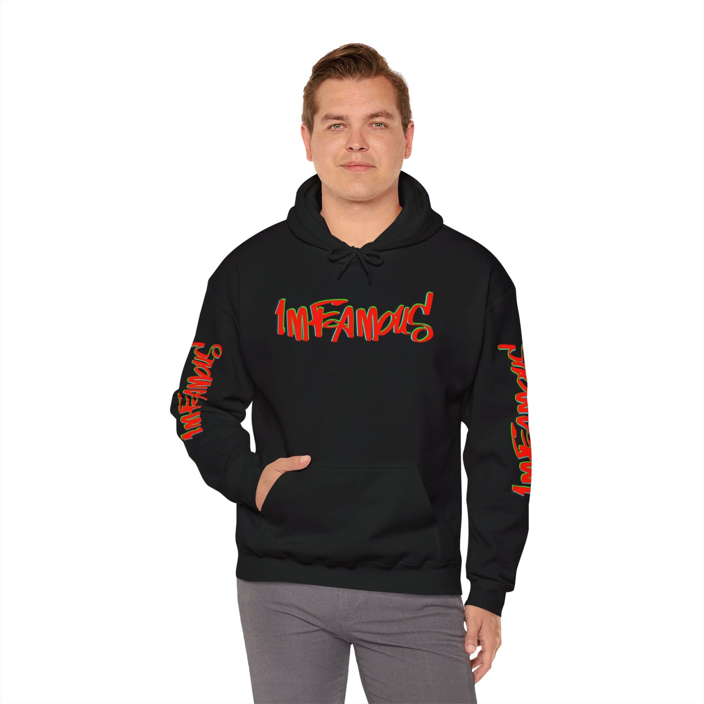 Premium Hooded Sweatshirt - Imfamous Irish Leprechaun on Skateboard Design