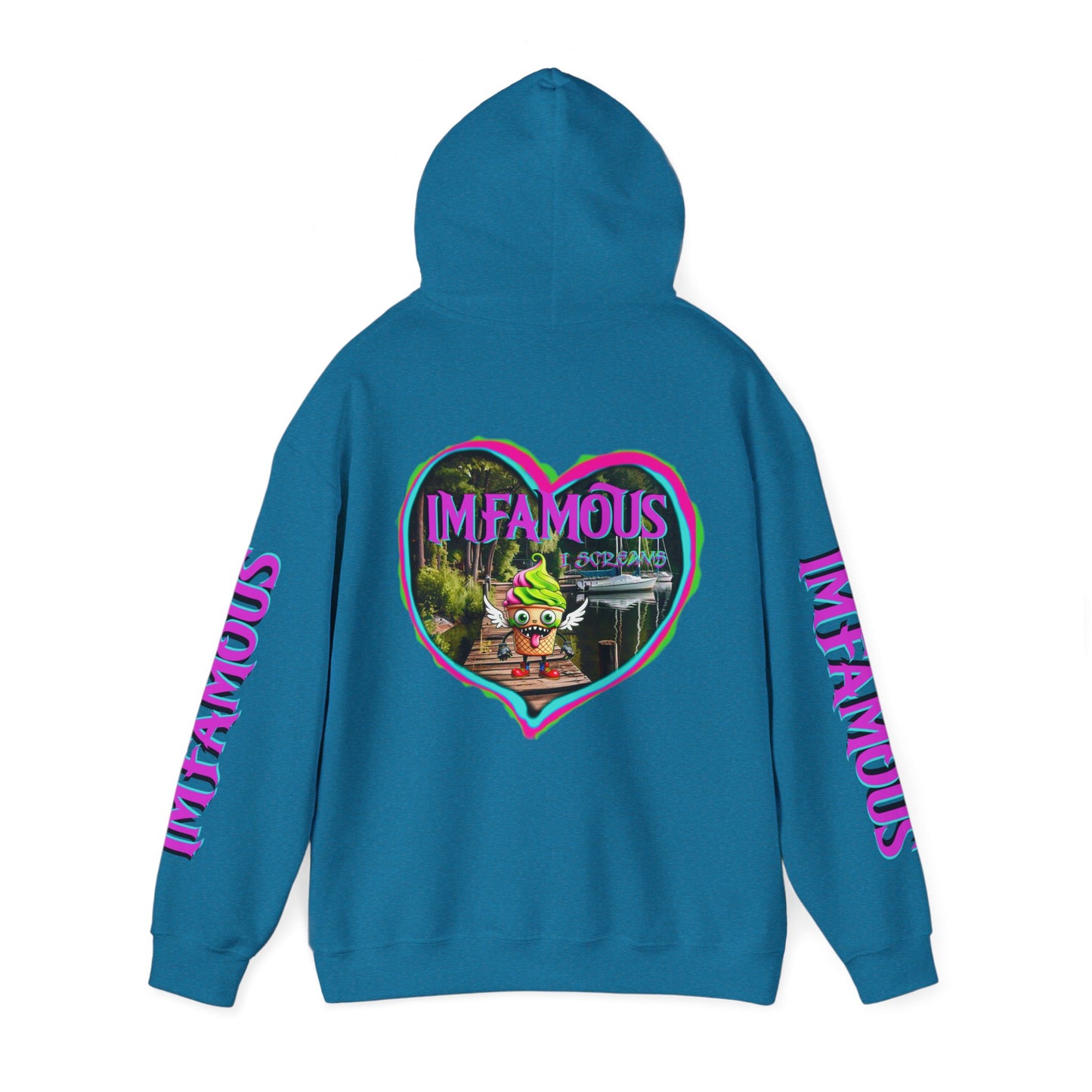 Premium Unisex Heavy Blend™ Hooded Sweatshirt - I love Imfamous i-screams design