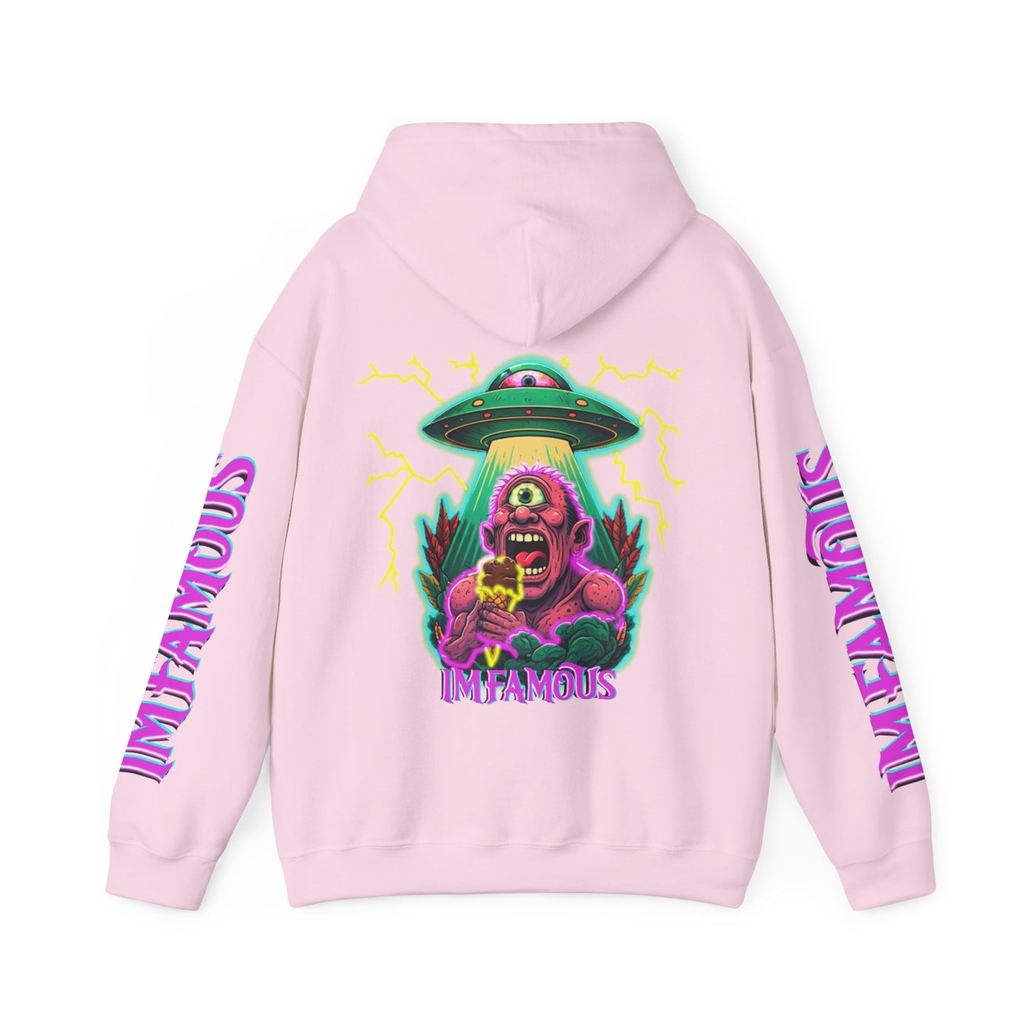 Premium Hooded Sweatshirt -cyclops being abducted by ufo