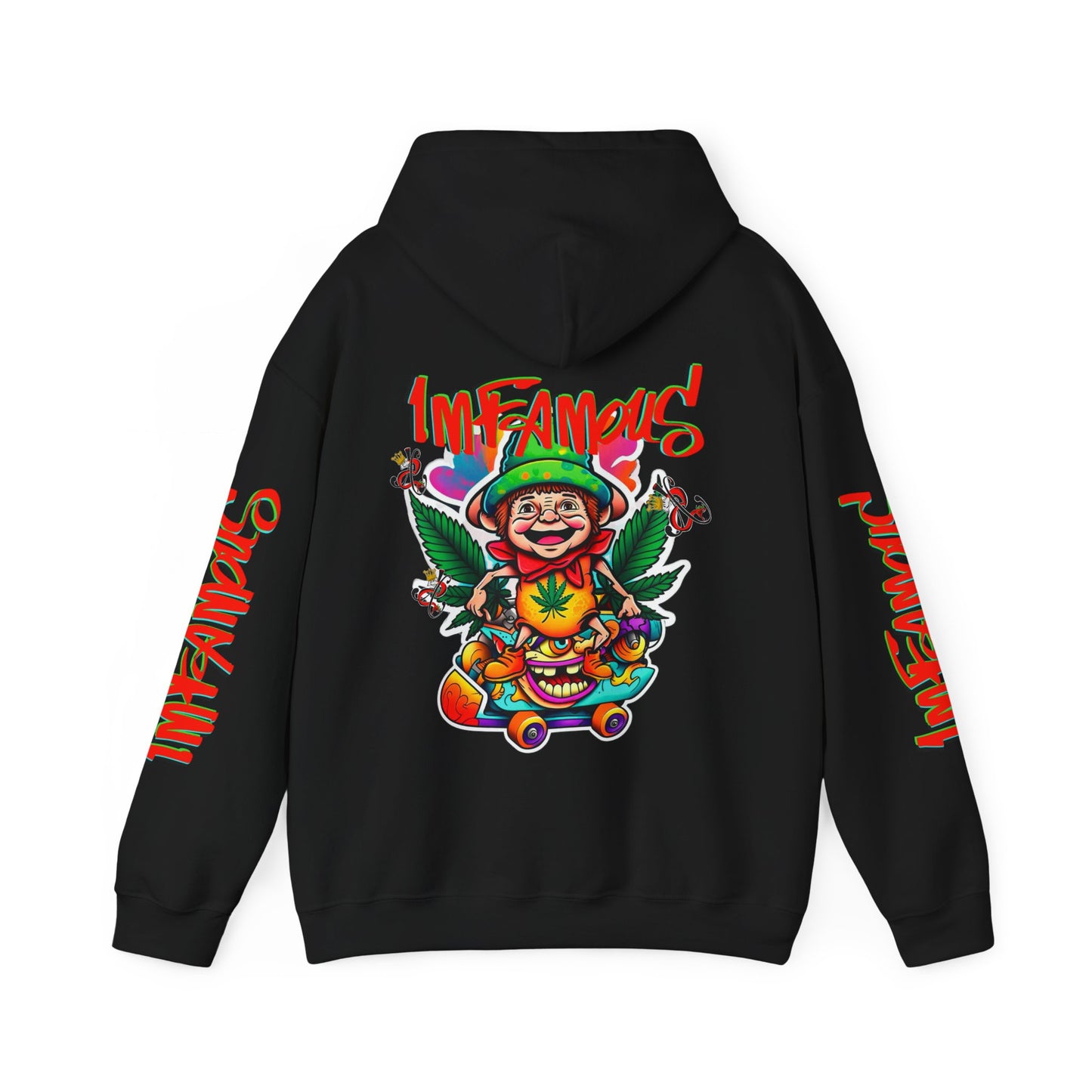 Premium Hooded Sweatshirt - Imfamous Irish Leprechaun on Skateboard Design