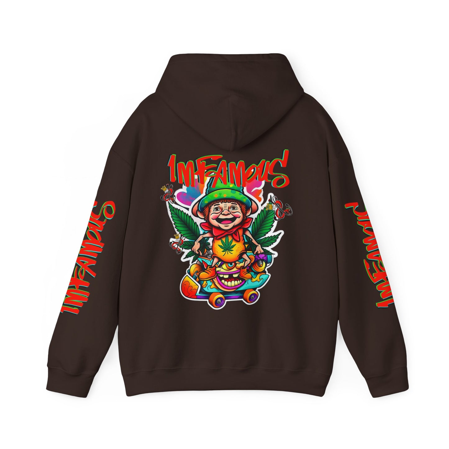 Premium Hooded Sweatshirt - Imfamous Irish Leprechaun on Skateboard Design