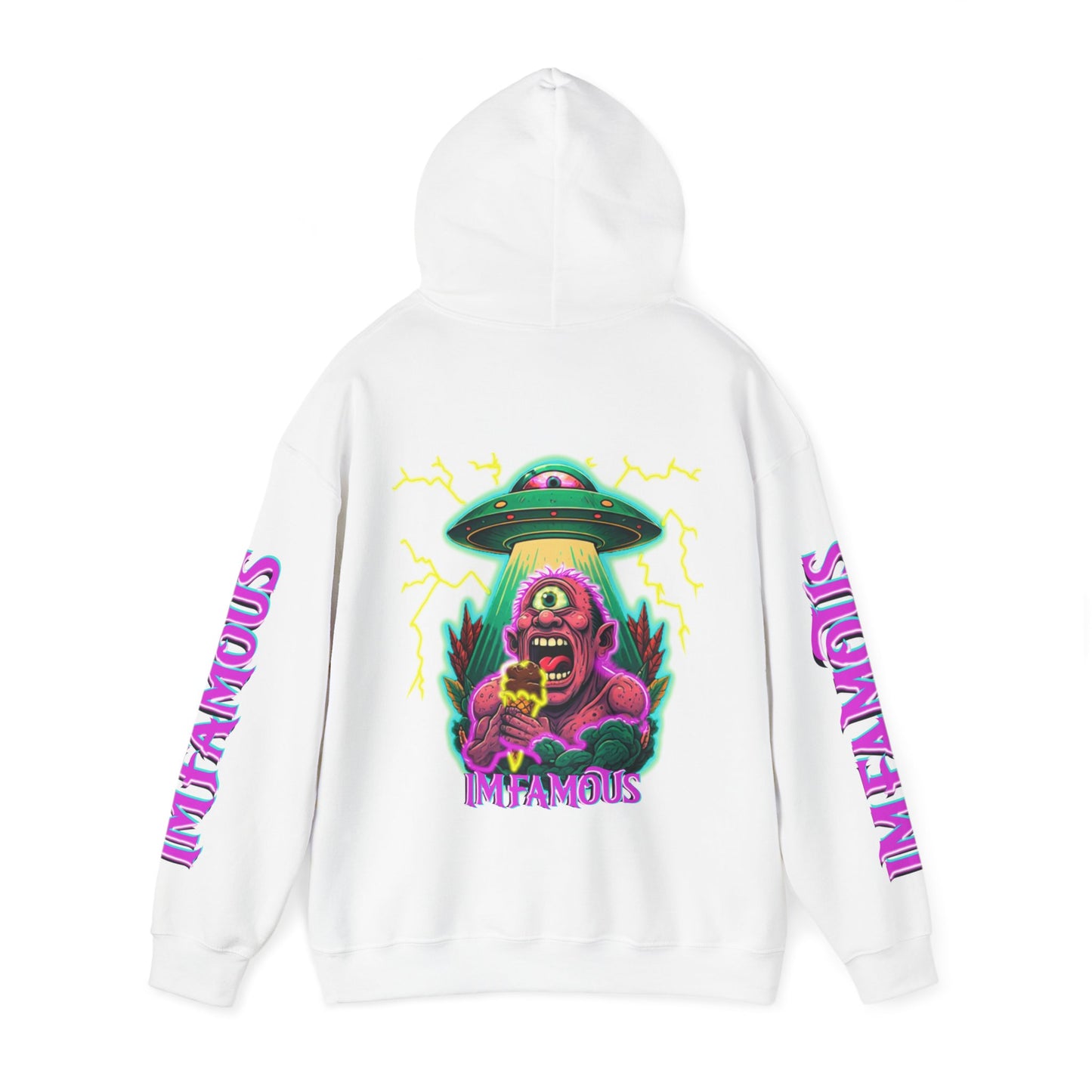 Premium Hooded Sweatshirt -cyclops being abducted by ufo