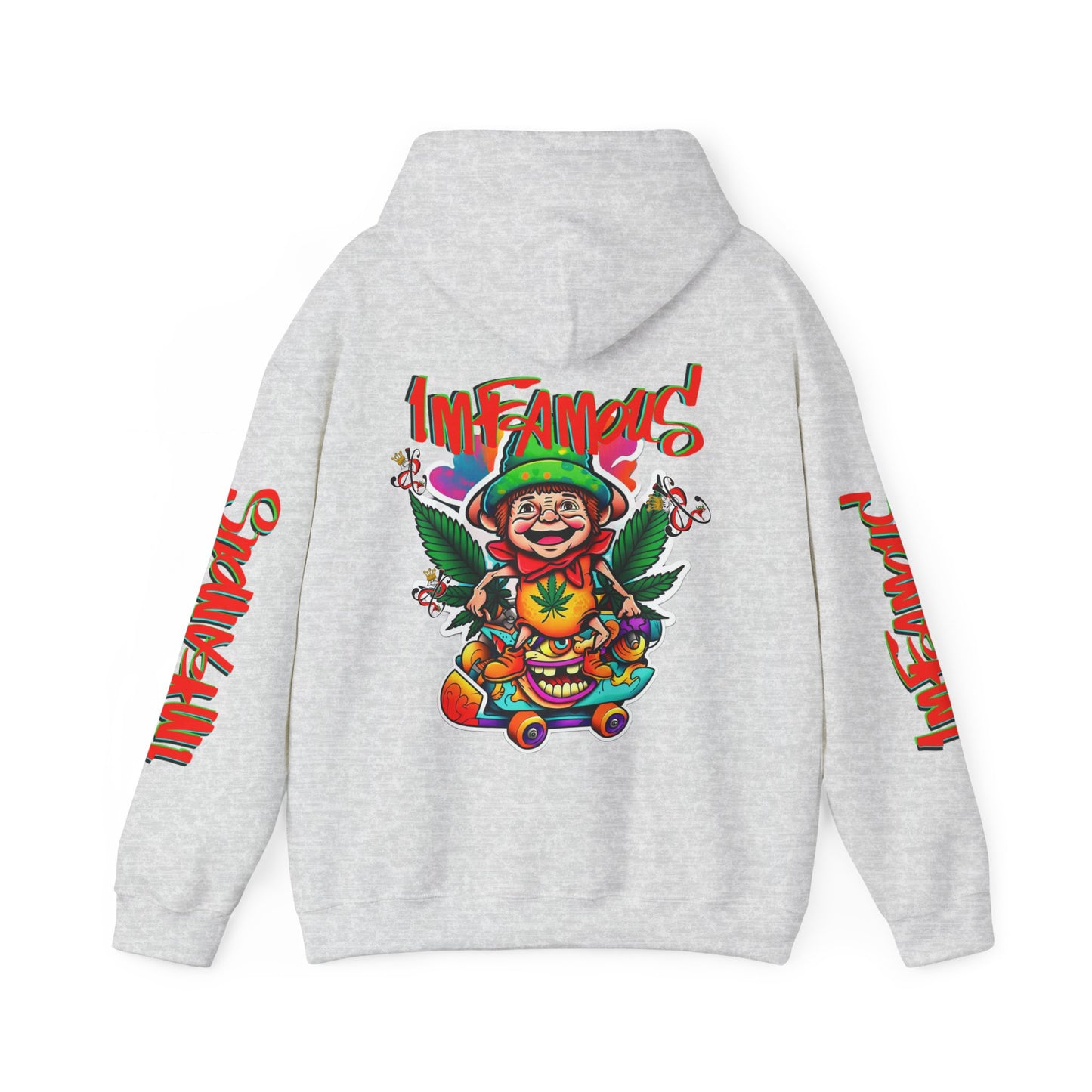 Premium Hooded Sweatshirt - Imfamous Irish Leprechaun on Skateboard Design
