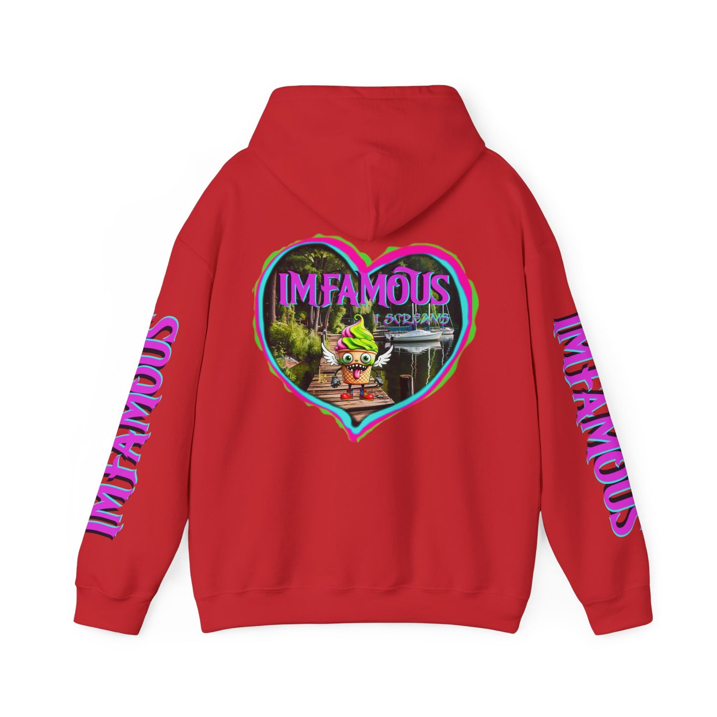 Premium Unisex Heavy Blend™ Hooded Sweatshirt - I love Imfamous i-screams design