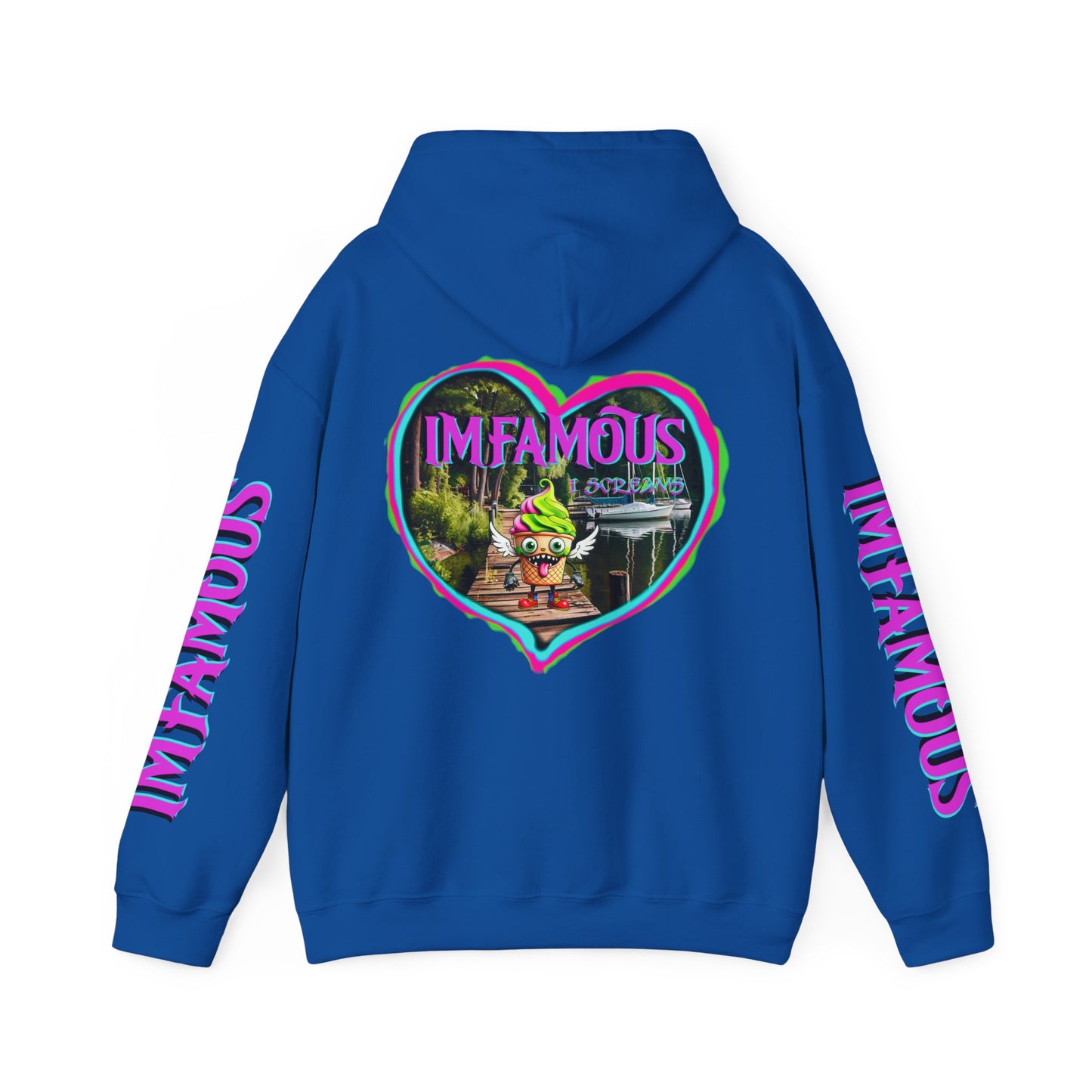 Premium Unisex Heavy Blend™ Hooded Sweatshirt - I love Imfamous i-screams design