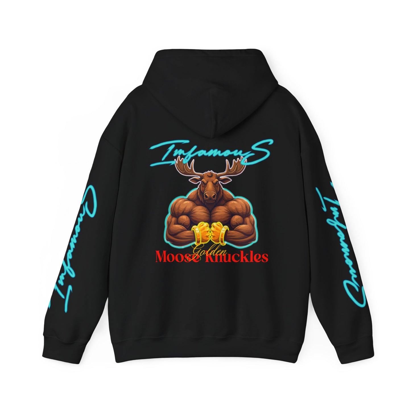 Premium Hooded Sweatshirt - Imfamous Golden Moose Knuckles Design