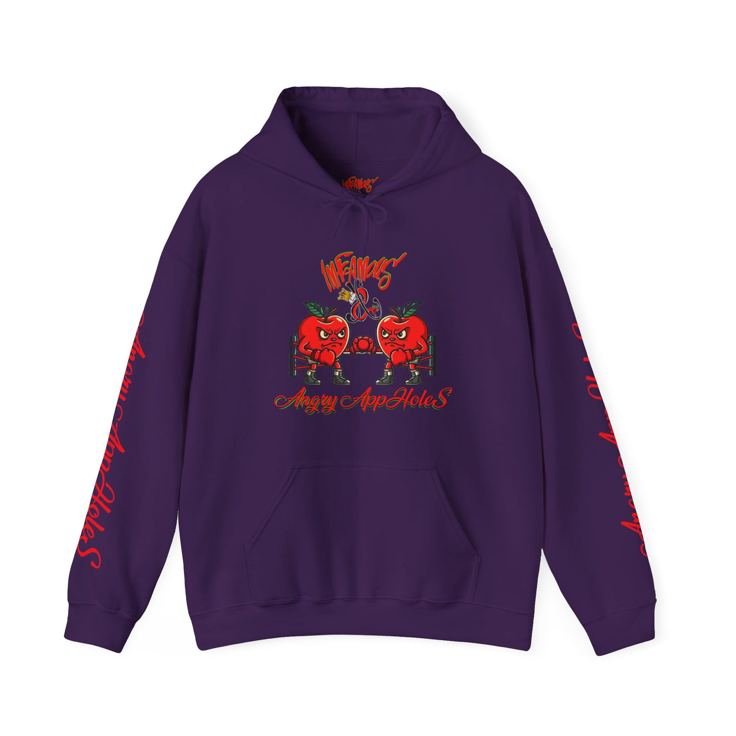 Premium hooded sweatshirt; Imfamous Angry Appholes #2