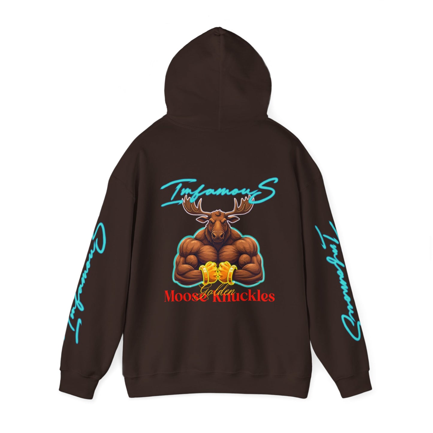 Premium Hooded Sweatshirt - Imfamous Golden Moose Knuckles Design