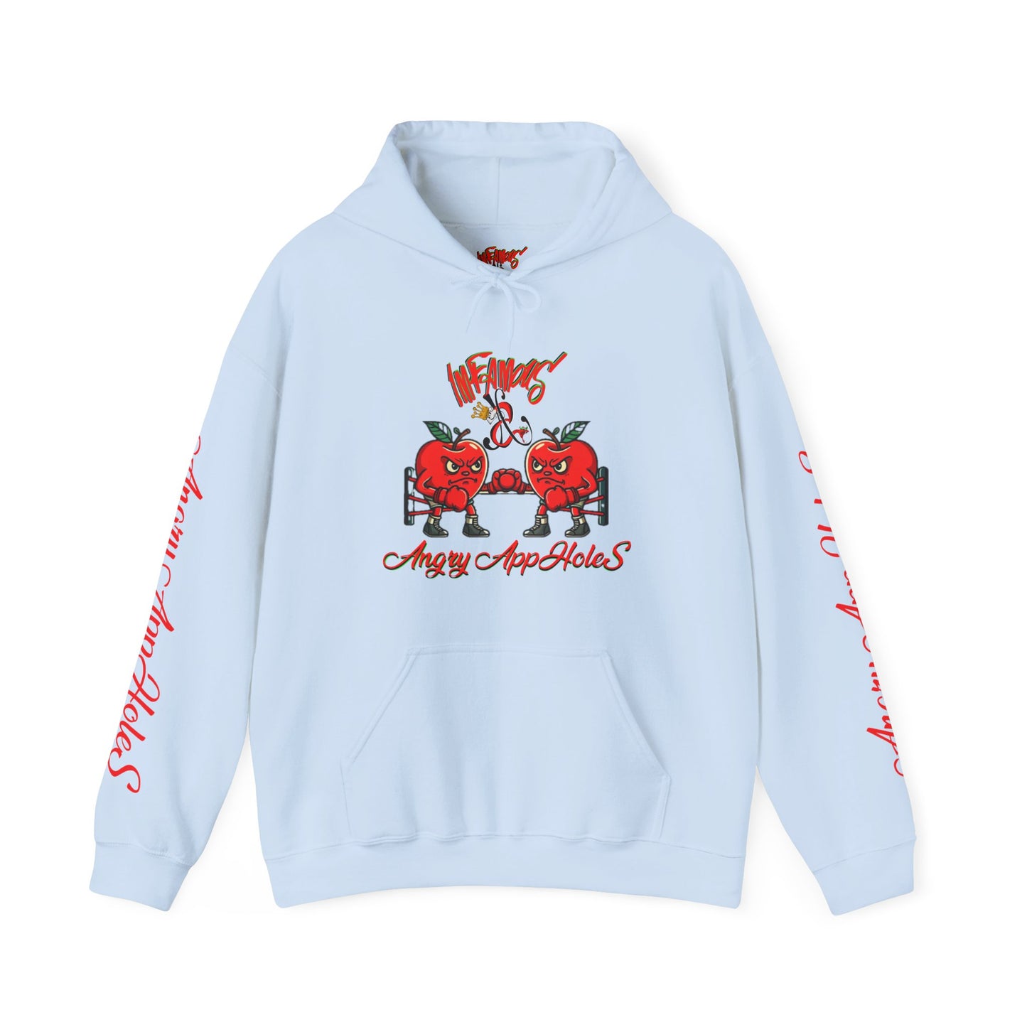 Premium hooded sweatshirt; Imfamous Angry Appholes #2
