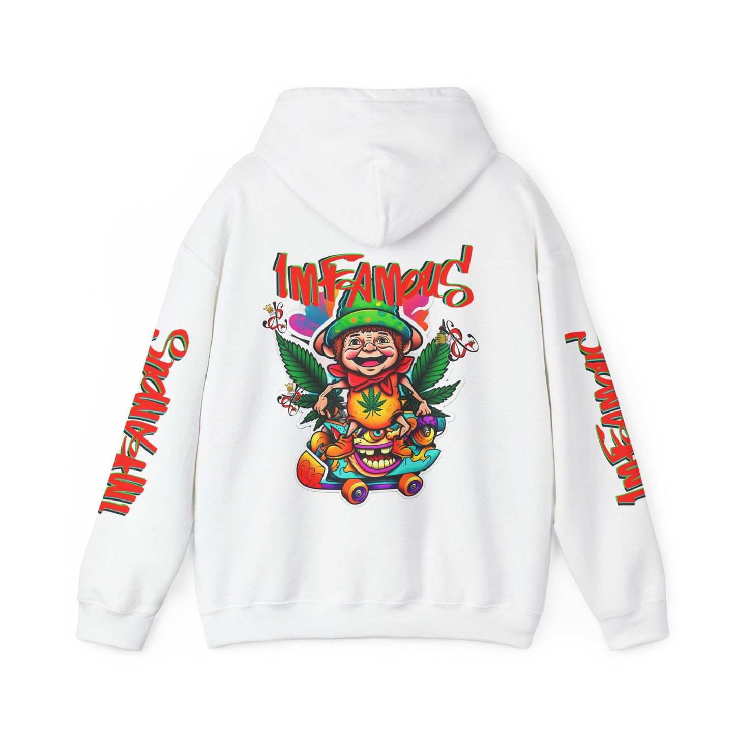 Premium Hooded Sweatshirt - Imfamous Irish Leprechaun on Skateboard Design