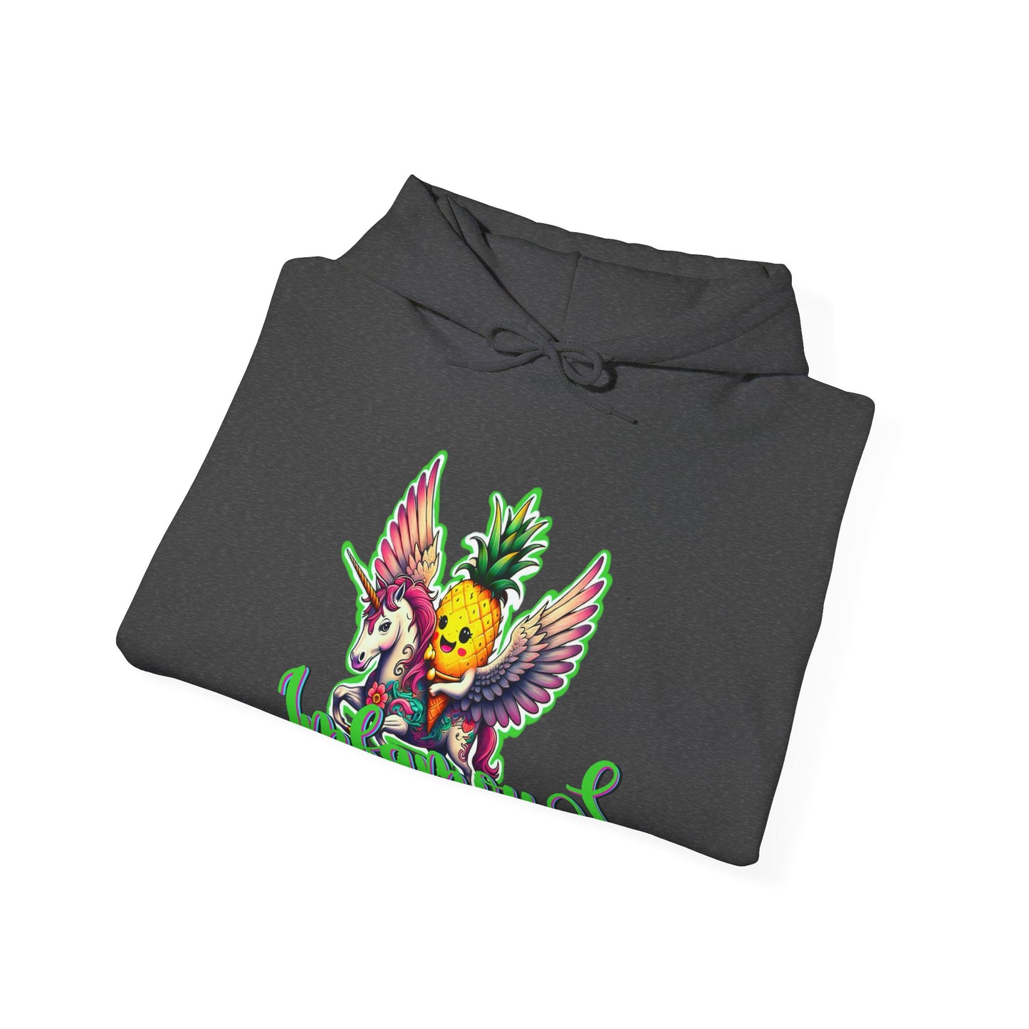Premium Hooded Sweatshirt - Pineapple Flying on Unicorn Design