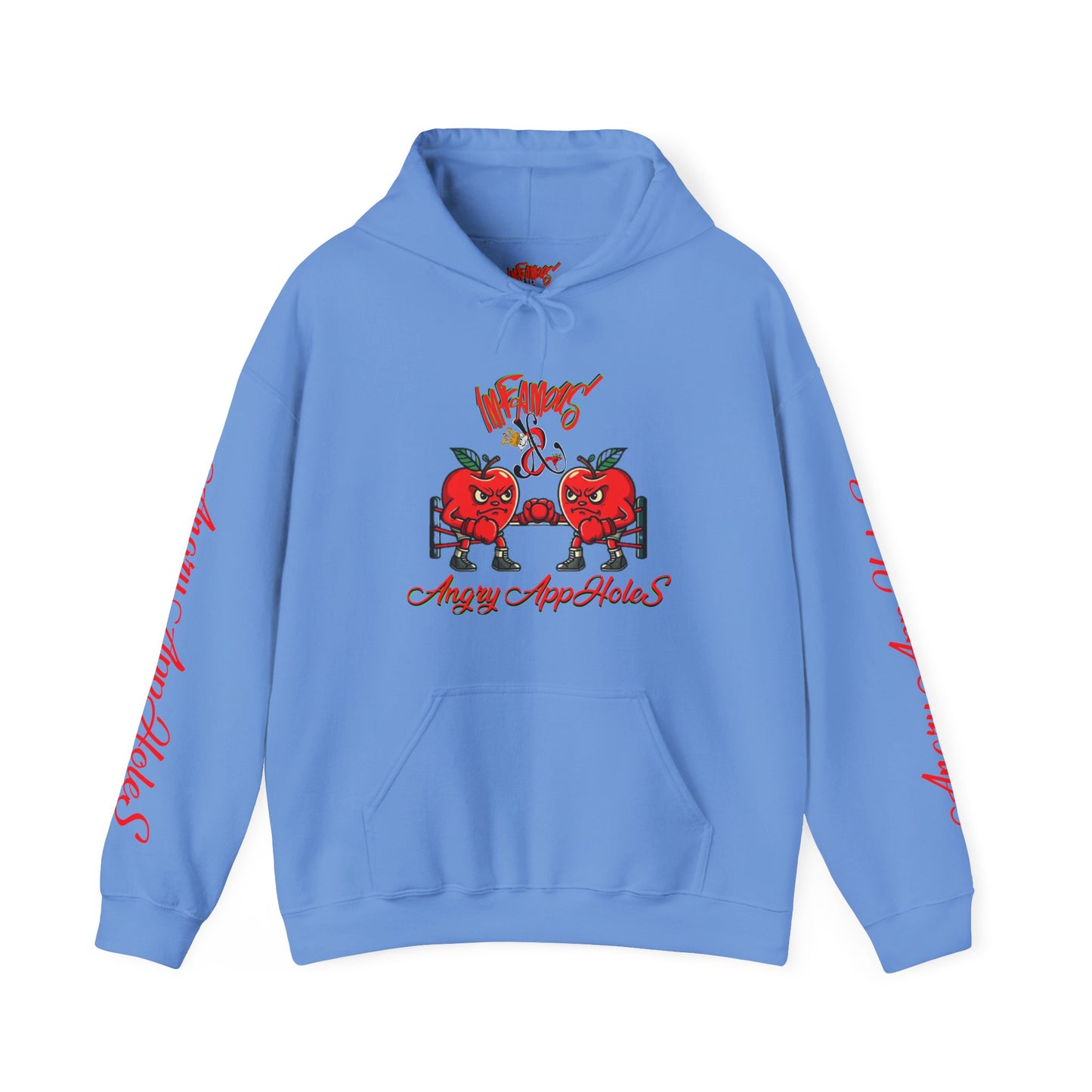 Premium hooded sweatshirt; Imfamous Angry Appholes #2