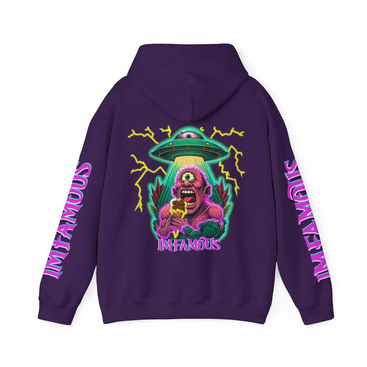 Premium Hooded Sweatshirt -cyclops being abducted by ufo