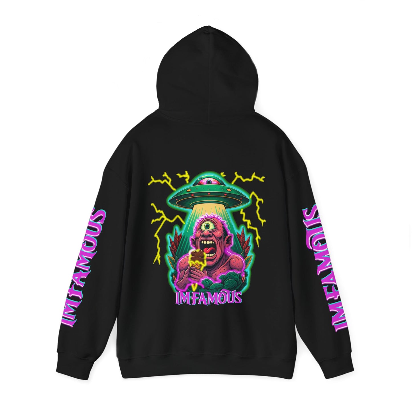 Premium Hooded Sweatshirt -cyclops being abducted by ufo