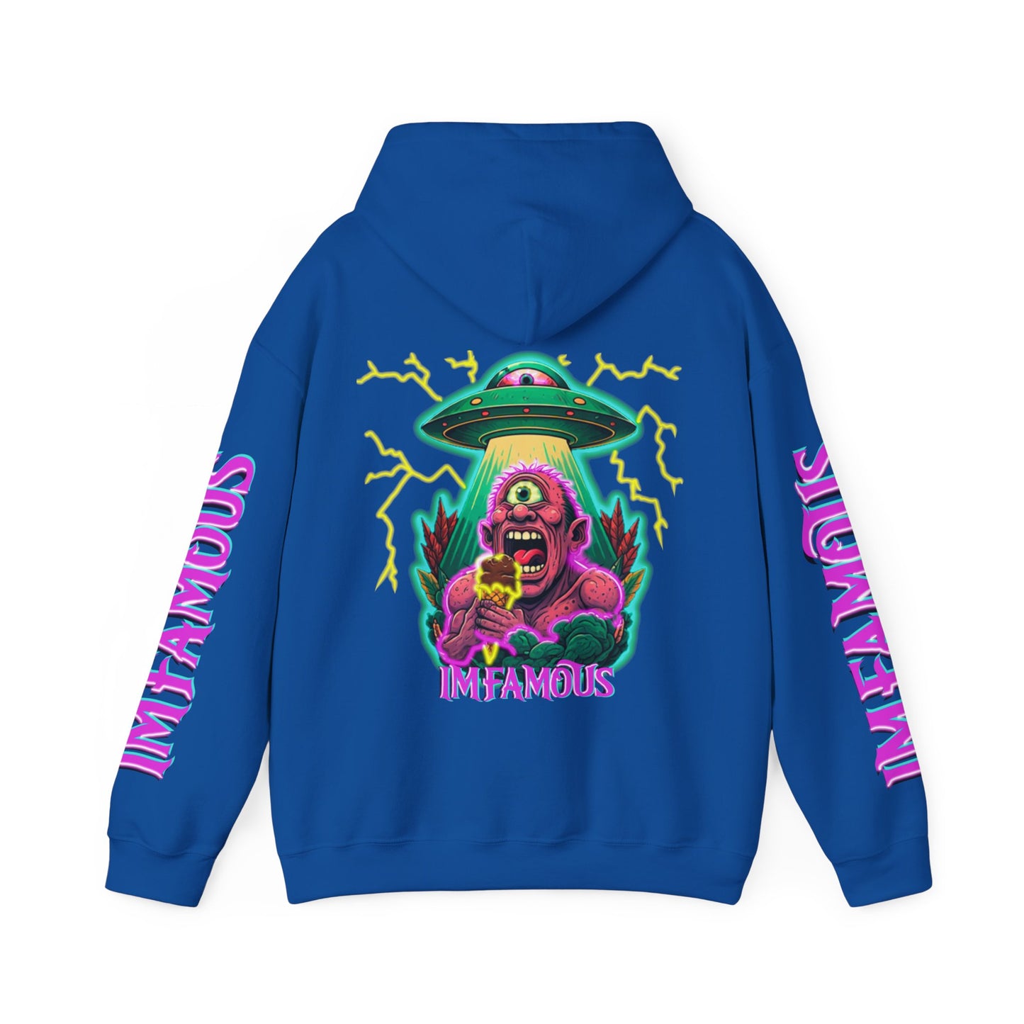 Premium Hooded Sweatshirt -cyclops being abducted by ufo