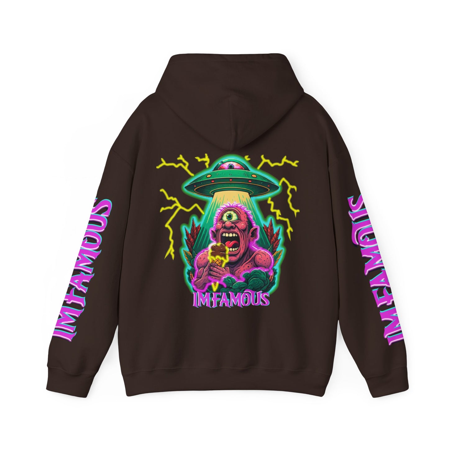 Premium Hooded Sweatshirt -cyclops being abducted by ufo