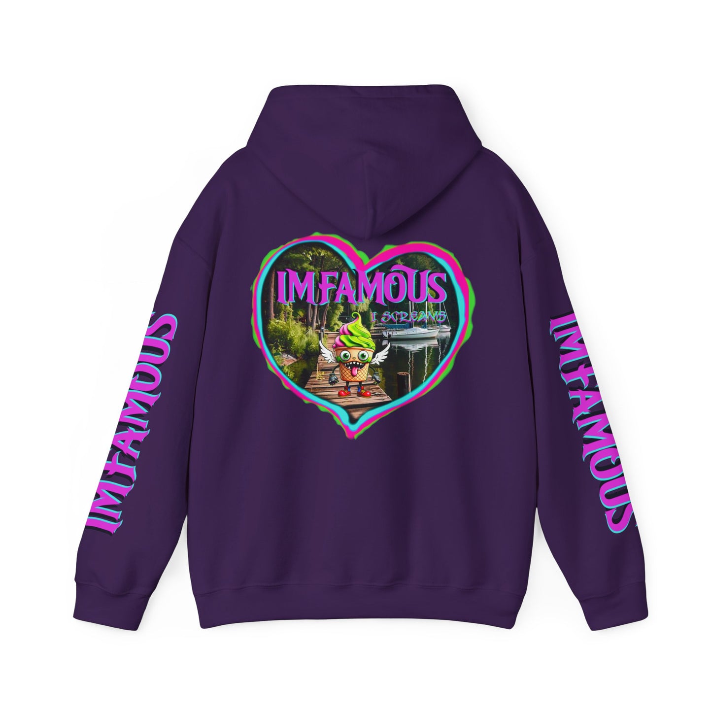Premium Unisex Heavy Blend™ Hooded Sweatshirt - I love Imfamous i-screams design