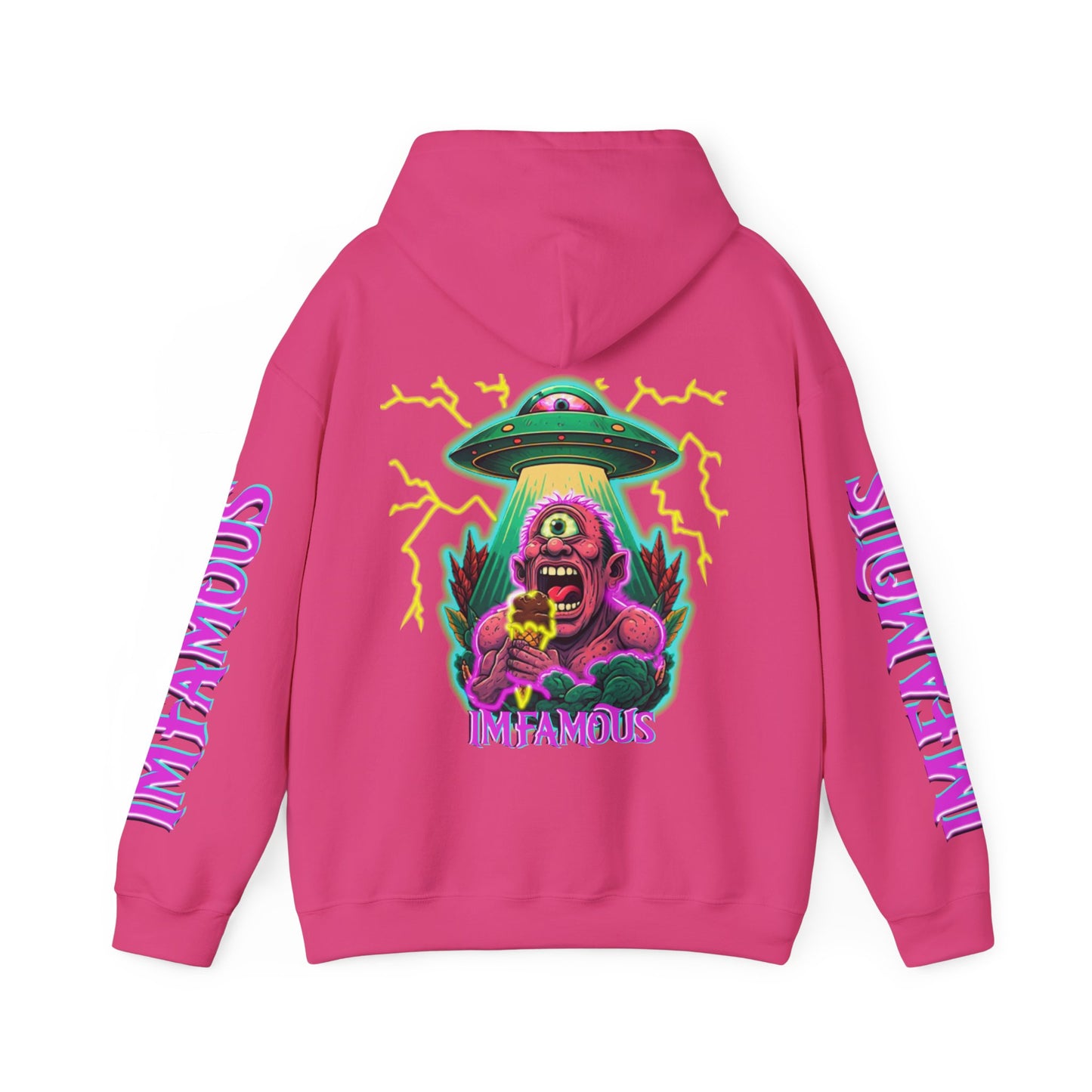 Premium Hooded Sweatshirt -cyclops being abducted by ufo