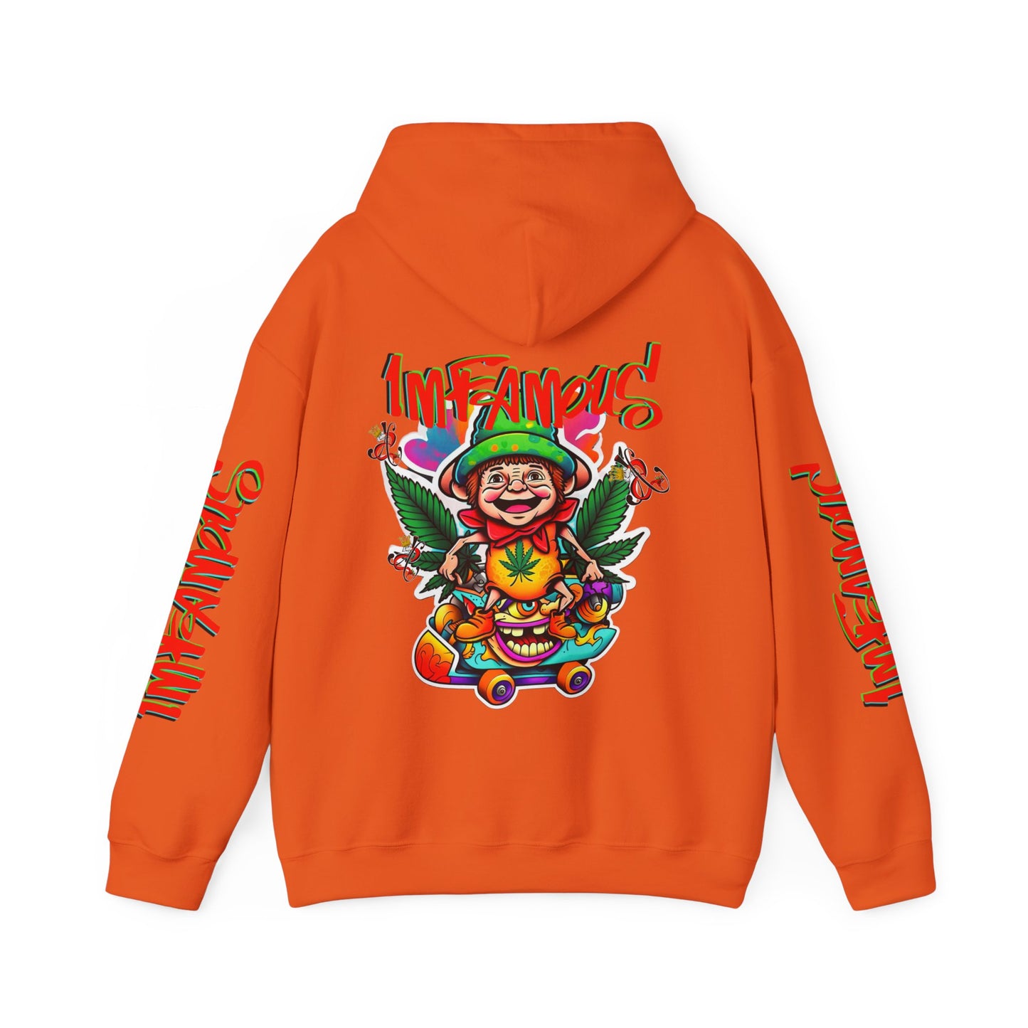 Premium Hooded Sweatshirt - Imfamous Irish Leprechaun on Skateboard Design