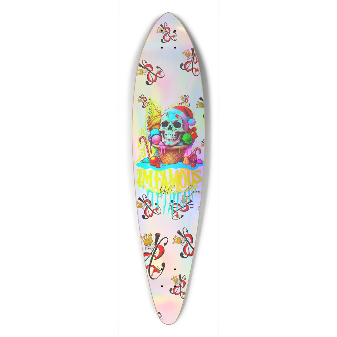 Imfamous Christmas Yellow Snow Pintail Longboard