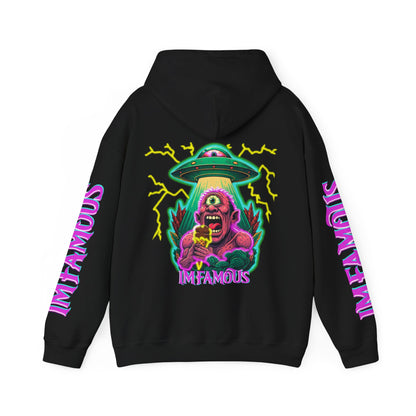 Premium Hooded Sweatshirt -cyclops being abducted by ufo