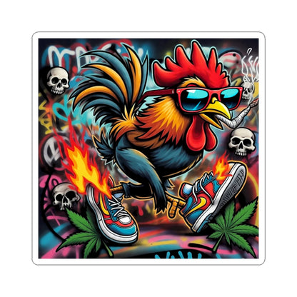 Sticker: Funny Rooster Smoking Weed
