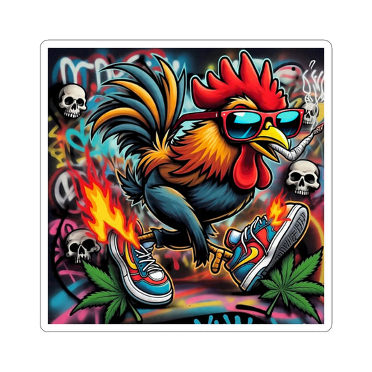 Sticker: Funny Rooster Smoking Weed