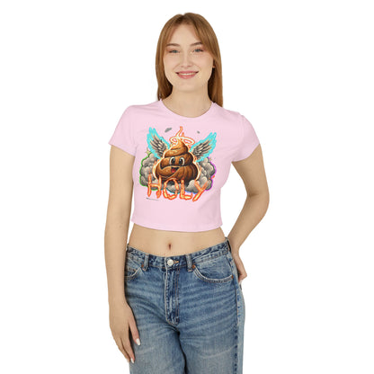 Fun Women's Baby Tee with 'Holy' Poop emoji and 'Imfamous' Design, Cute Graphic Tee, Trendy Casual Wear, Gift for Friends,