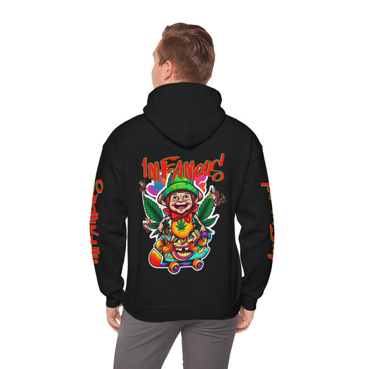 Premium Hooded Sweatshirt - Imfamous Irish Leprechaun on Skateboard Design