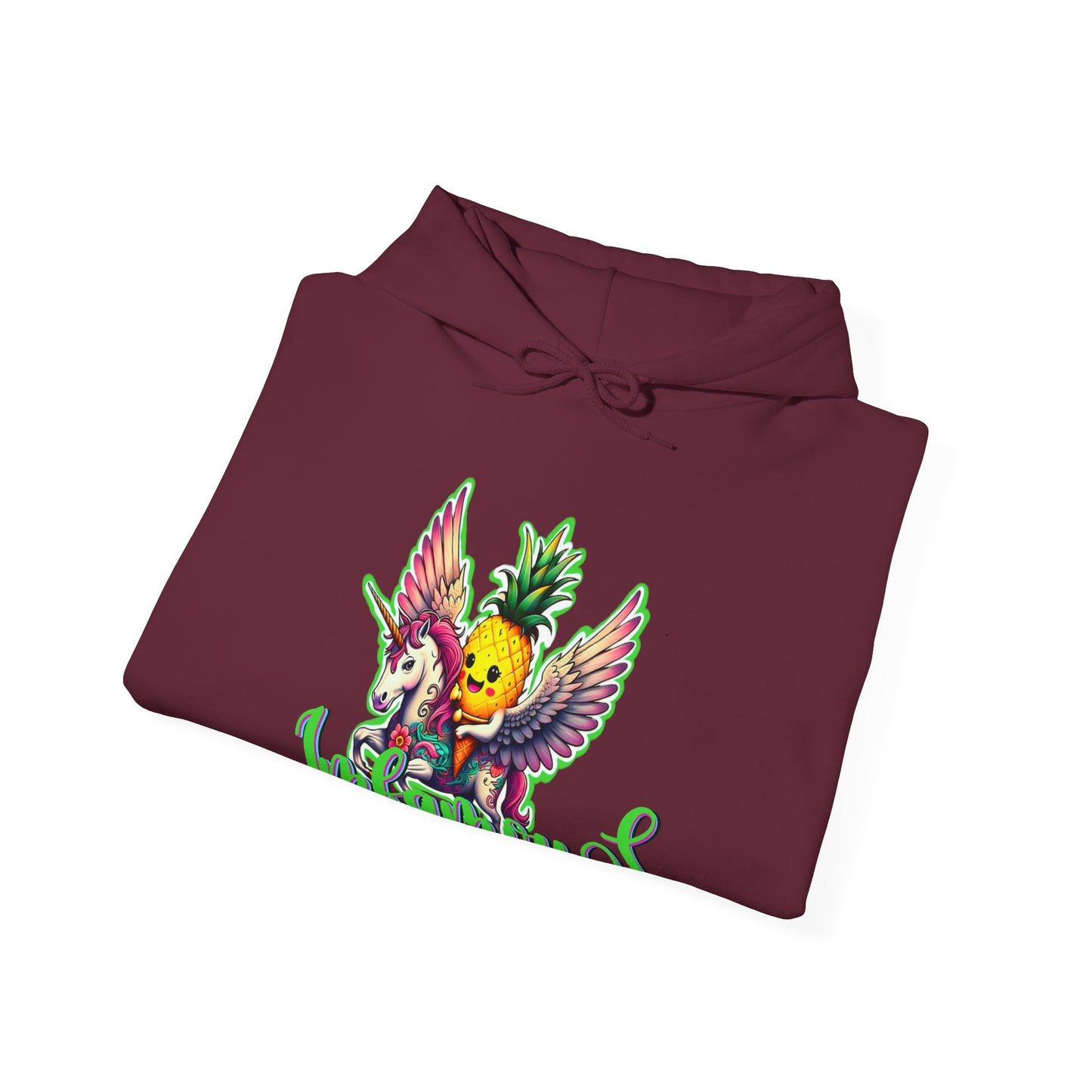 Sudadera con capucha - Diseño de piña volando sobre unicornio