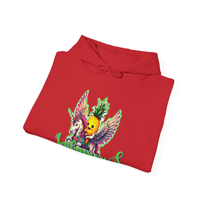 Sudadera con capucha - Diseño de piña volando sobre unicornio