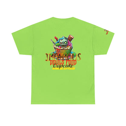 Imfamous Devils Food Cupcake Zombie attack Graphic Tee - Fun Casual Wear, Unisex T-Shirt for Food Lovers, Halloween fun gift