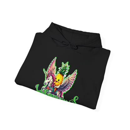 Sudadera con capucha - Diseño de piña volando sobre unicornio