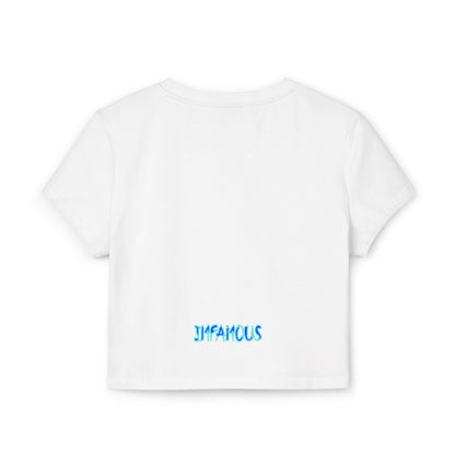 Fun Women's Baby Tee with 'Holy' Poop emoji and 'Imfamous' Design, Cute Graphic Tee, Trendy Casual Wear, Gift for Friends,