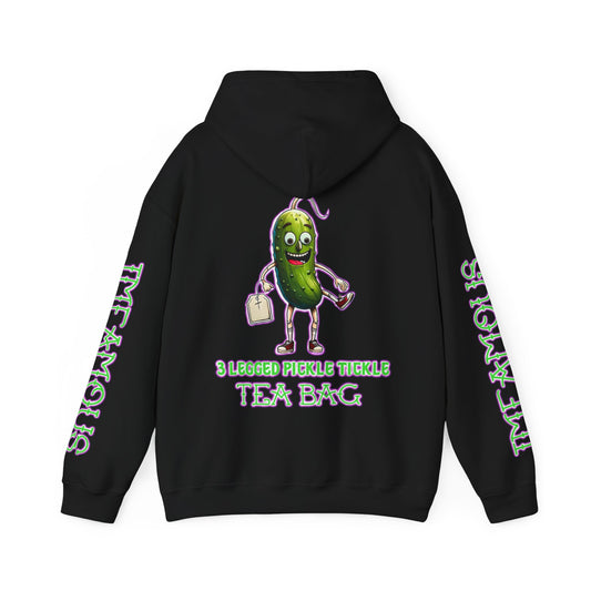 Premium Hooded Sweatshirt - Imfamous 3 Legged Pickle Tickle Tea Bag Design