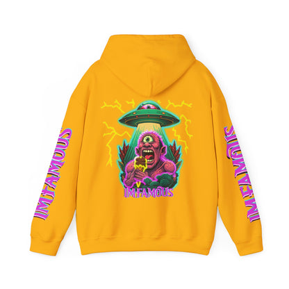 Premium Hooded Sweatshirt -cyclops being abducted by ufo