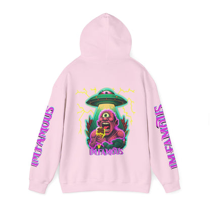 Premium Hooded Sweatshirt -cyclops being abducted by ufo