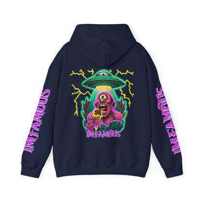 Premium Hooded Sweatshirt -cyclops being abducted by ufo
