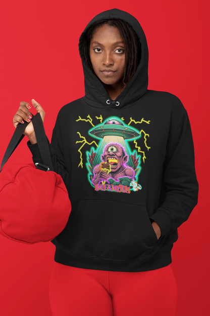 Premium Hooded Sweatshirt -cyclops being abducted by ufo