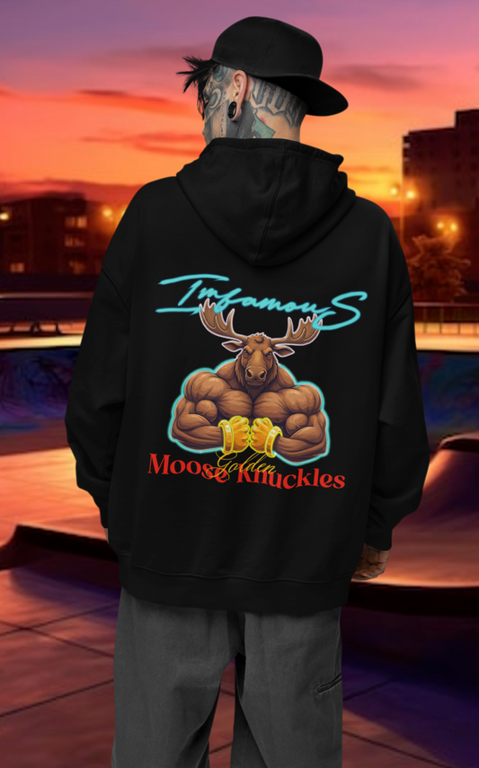 Premium Hooded Sweatshirt - Imfamous Golden Moose Knuckles Design