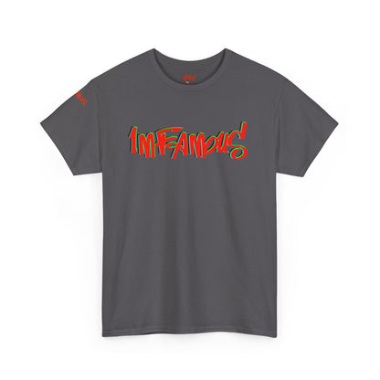 Premium graphic T-shirt - Imfamous halloween logo Design