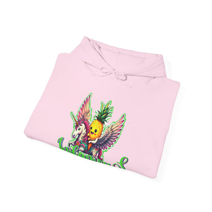 Sudadera con capucha - Diseño de piña volando sobre unicornio