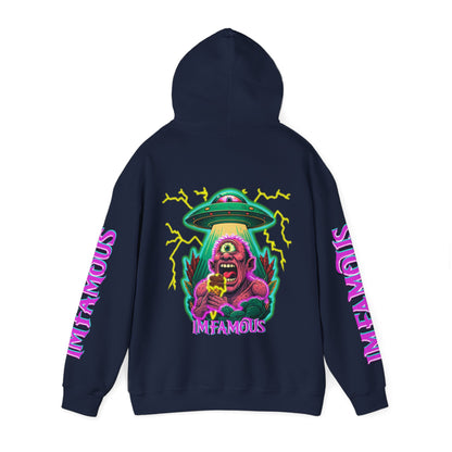 Premium Hooded Sweatshirt -cyclops being abducted by ufo