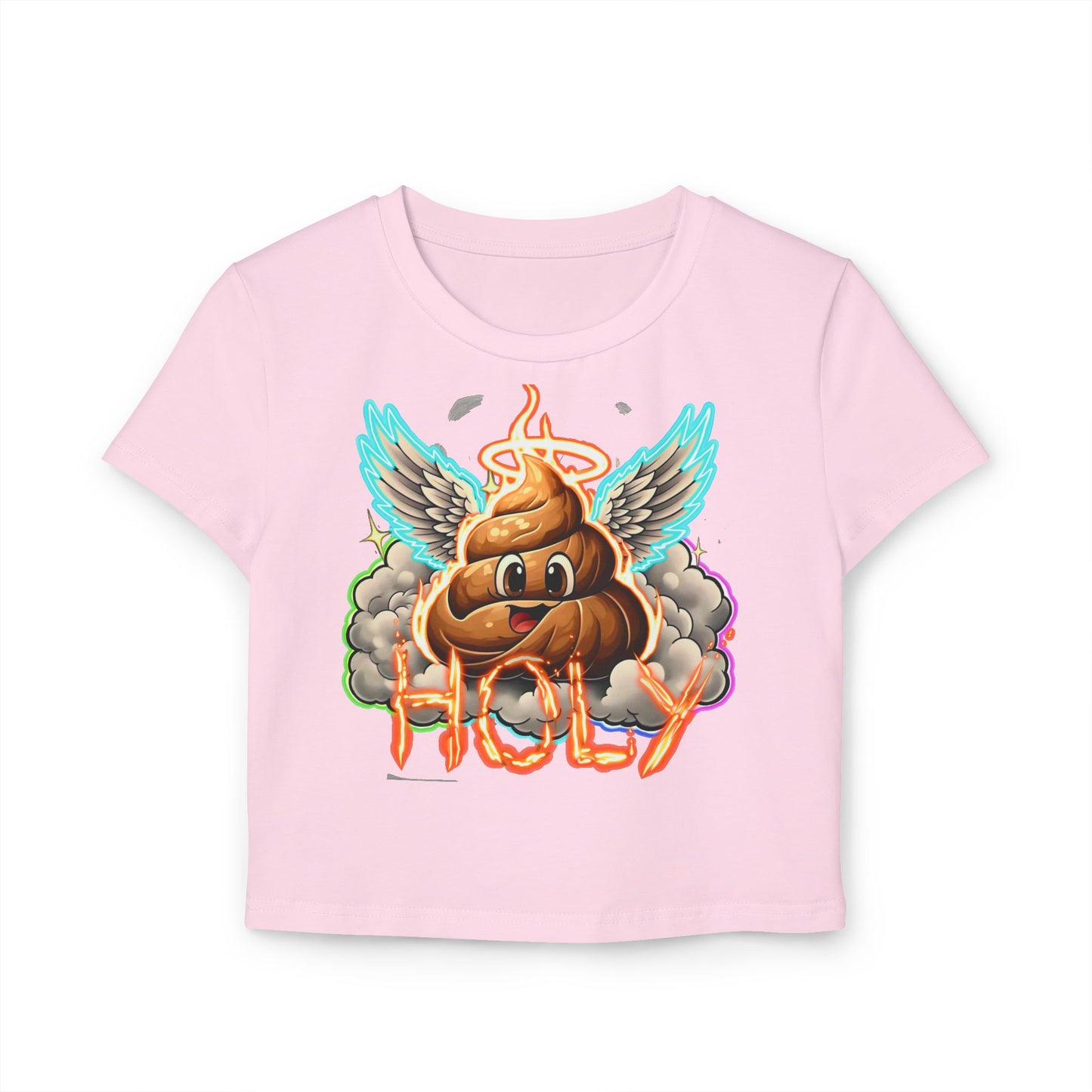 Fun Women's Baby Tee with 'Holy' Poop emoji and 'Imfamous' Design, Cute Graphic Tee, Trendy Casual Wear, Gift for Friends,