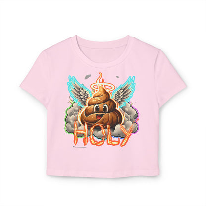 Fun Women's Baby Tee with 'Holy' Poop emoji and 'Imfamous' Design, Cute Graphic Tee, Trendy Casual Wear, Gift for Friends,