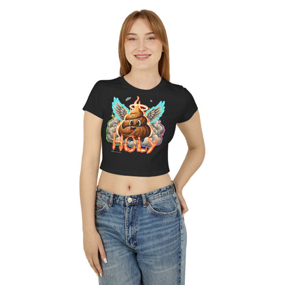 Fun Women's Baby Tee with 'Holy' Poop emoji and 'Imfamous' Design, Cute Graphic Tee, Trendy Casual Wear, Gift for Friends,